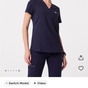 Figs Catarina Short Sleeve Navy XL NWOT